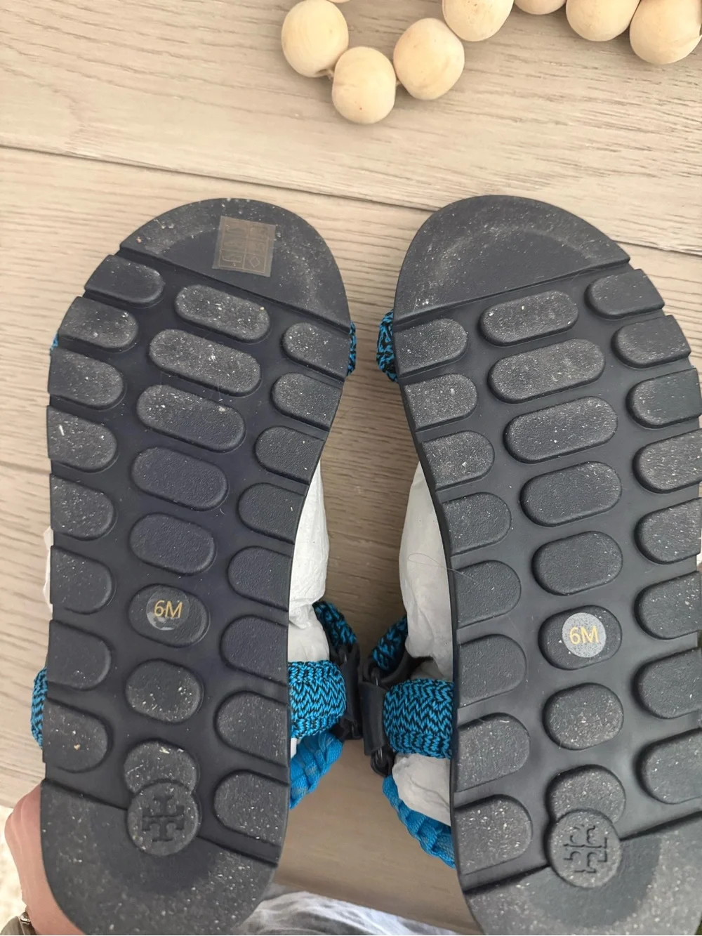 Tory Burch Braided Turquoise-Black Sport Sandals